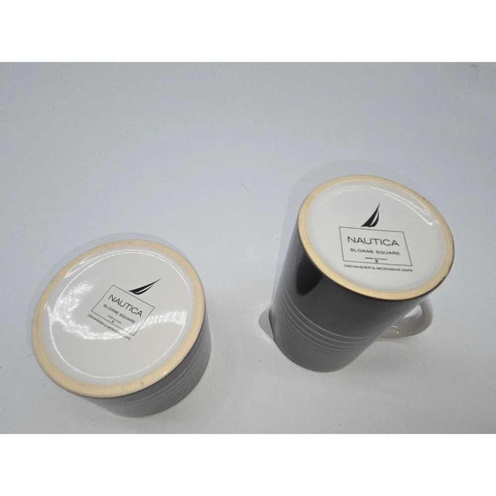 Lot of 2 Nautica Sloane Square Creamer  Sugar Bowl Lid Set  Pattern Tableware